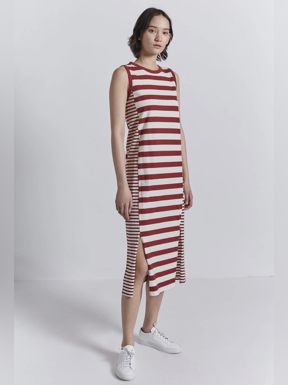 Current/Elliott Red & White Striped Sleeveless Midi Dress Sz 1